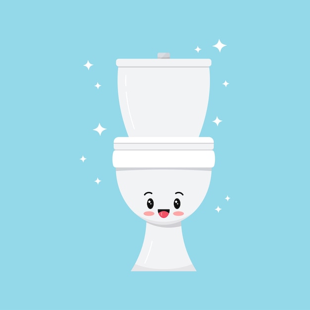 Cute white smilling toilet bowl character vector icon