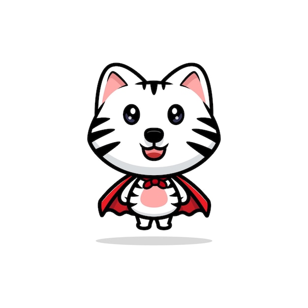 Cute white tiger wearing robe and fly cartoon mascot