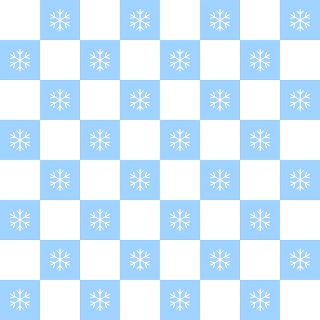 Cute White Winter Snowflake Element Pastel Baby Blue White Check Checked Checkered Gingham Pattern