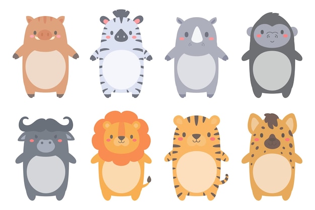 Cute wild animal cartoon text frame for decorating schedule notebook