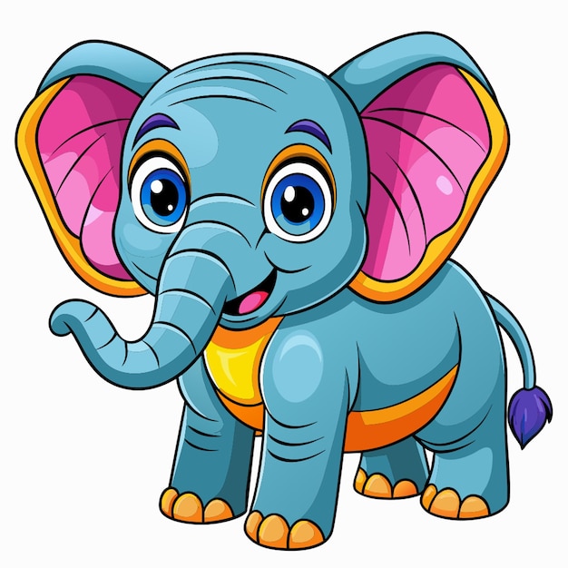 Vector cute wild animal illustration elefant drawing coloring page cartoon for kids and baby vector