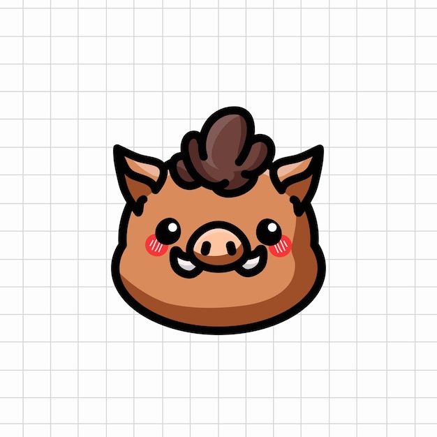 Cute Wild Boar Vector Illustration