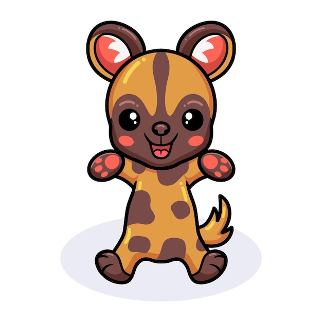 Cute wild dog cartoon sitting