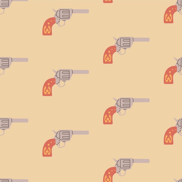 Cute Wild West Seamless Pattern With Handgun