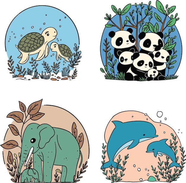 Cute Wildlife Illustration Set