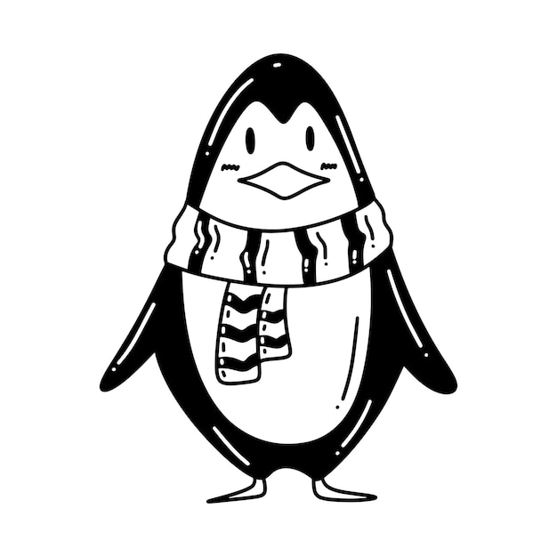 Cute winter penguin for christmas. Cartoon style vector icon