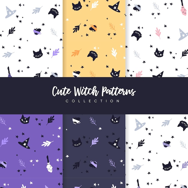 Vector cute witch pattern