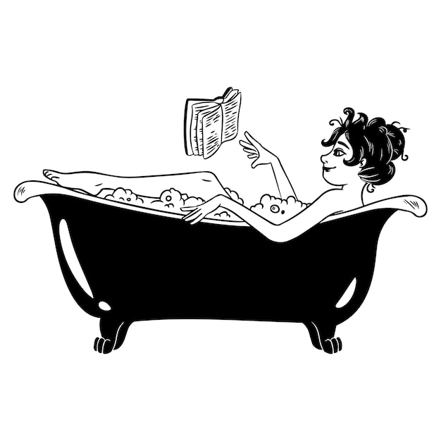 Cute witch in pin-up style takes a bath