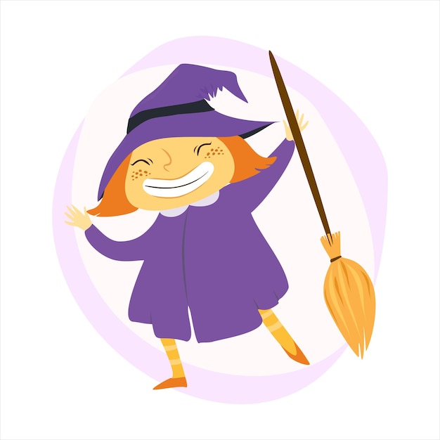 cute witch with a broom