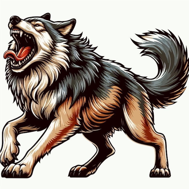 cute wolf cartoon vector on white background