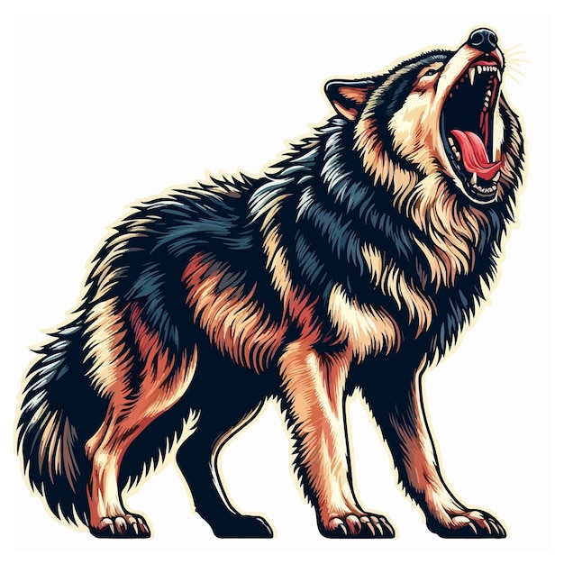 cute wolf cartoon vector on white background