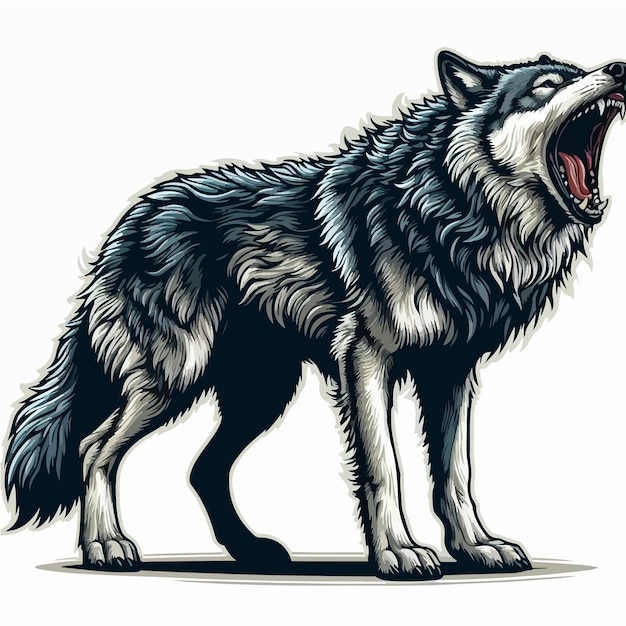 cute wolf cartoon vector on white background