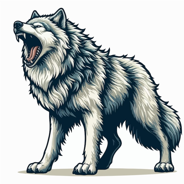 cute wolf cartoon vector on white background