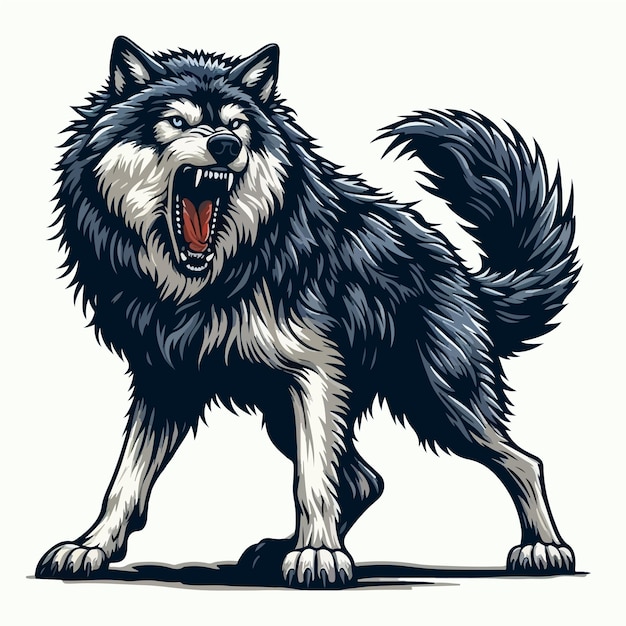 cute wolf cartoon vector on white background