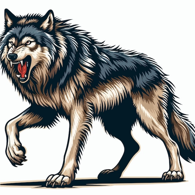 cute wolf cartoon vector on white background