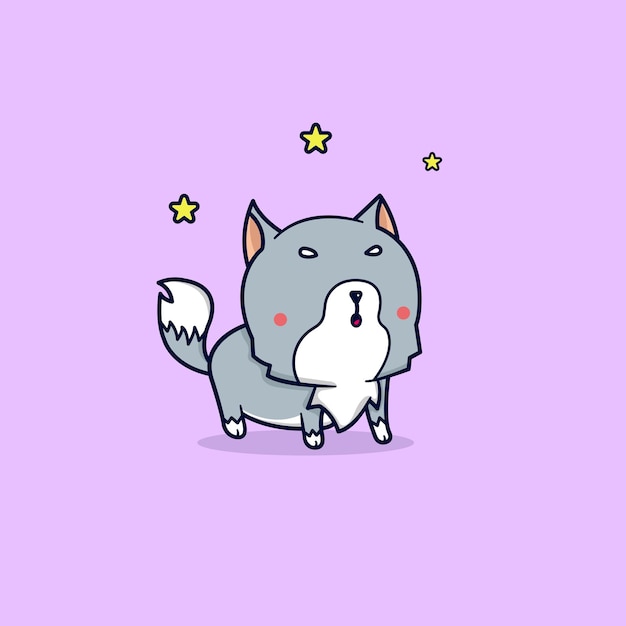 Cute Wolf howling vector llustration flat cartoon style