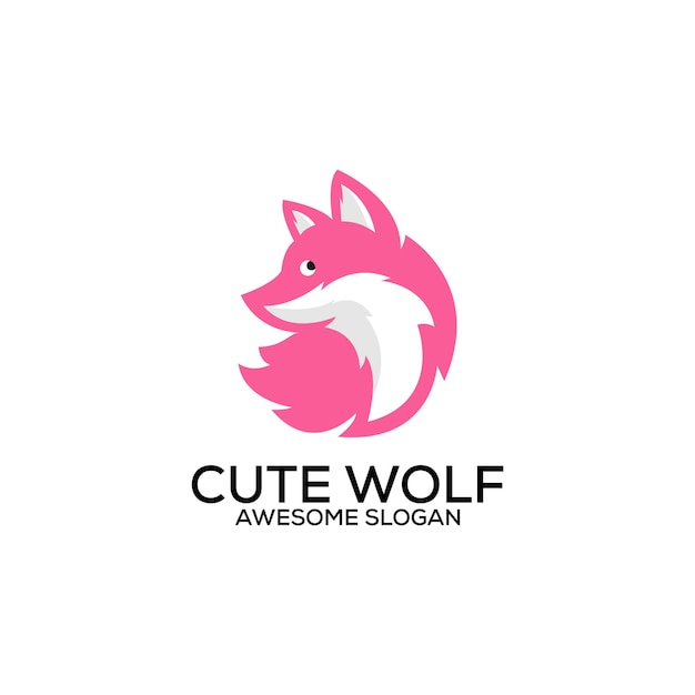 cute wolf logo design colorful