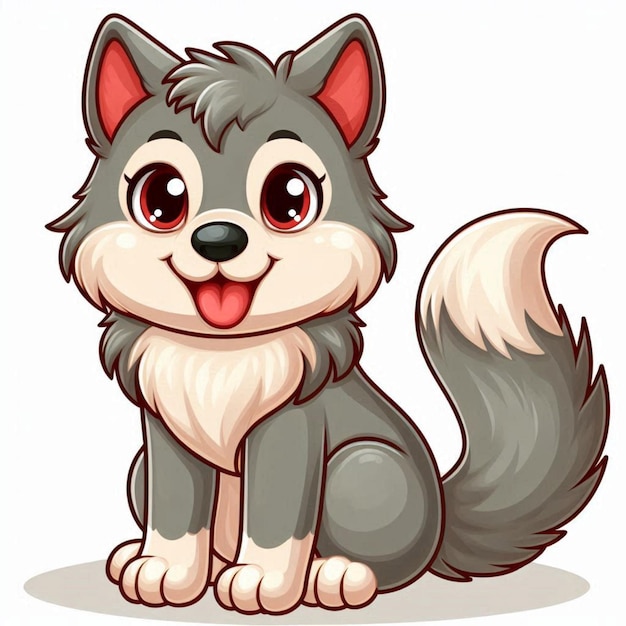 Vector cute wolf vector cartoon illustration