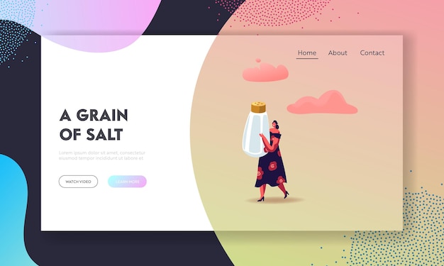 Cute Woman Holding Huge Salt Shaker Landing Page Template