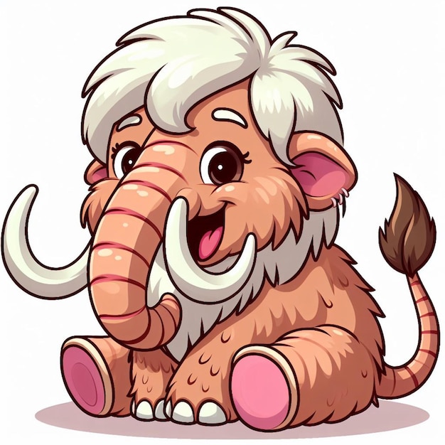 Cute Woolly Mammoth Vector Cartoon illustration