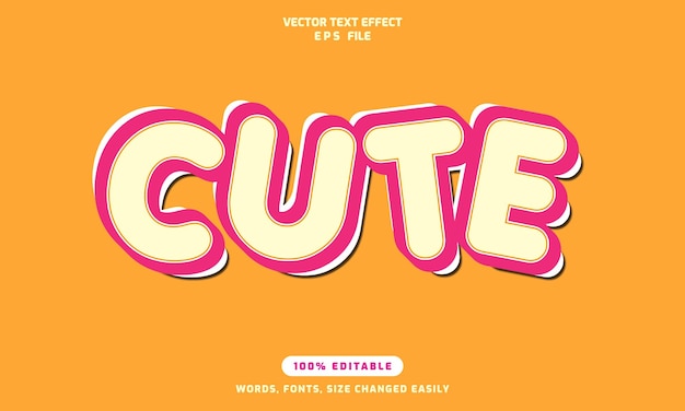 Cute words editable 3d text effects template stylish font vector illustration