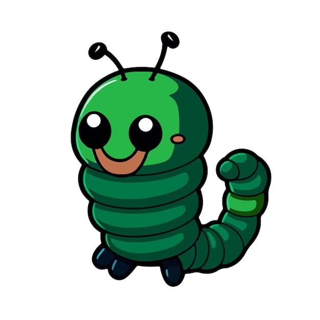 Cute worm cartoon style