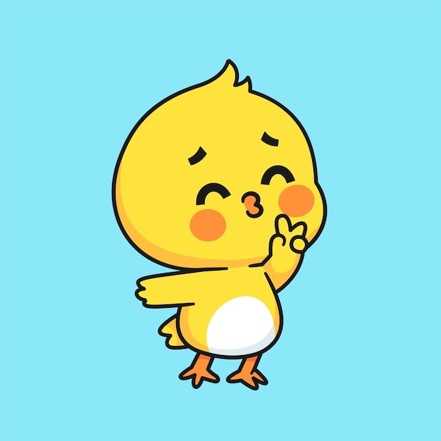 Cute yellow duck happy cartoon vector