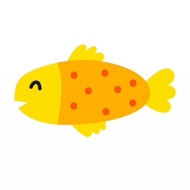 Cute yellow fish vector childish illustration