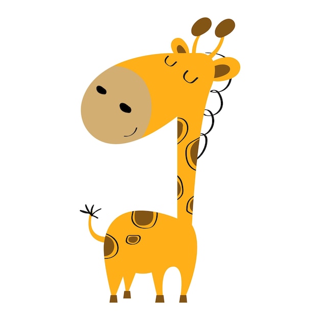 cute yellow giraffe Cartoon style safari animal