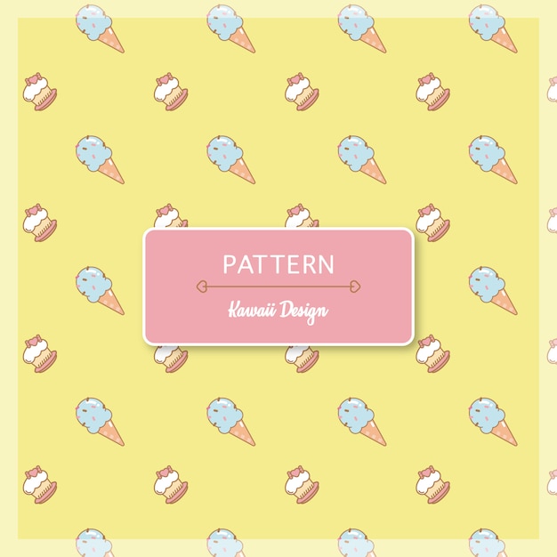 Cute yellow ice cream and cup cakes pattern