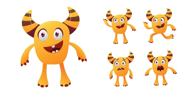 Cute Yellow Monster Vector Illustration Pack