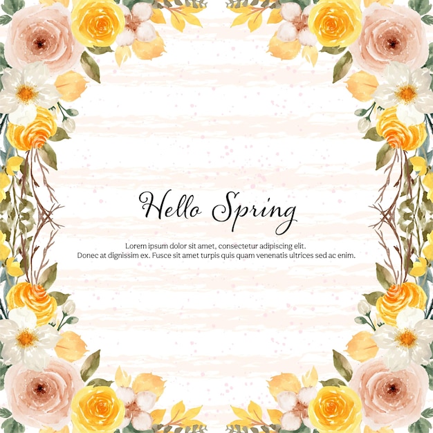 Cute Yellow And White Watercolor Floral Frame