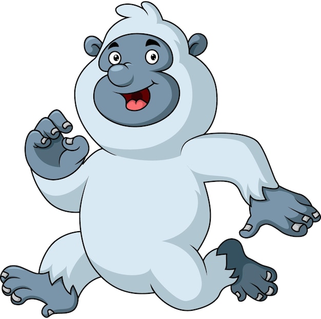 Cute yeti cartoon character running