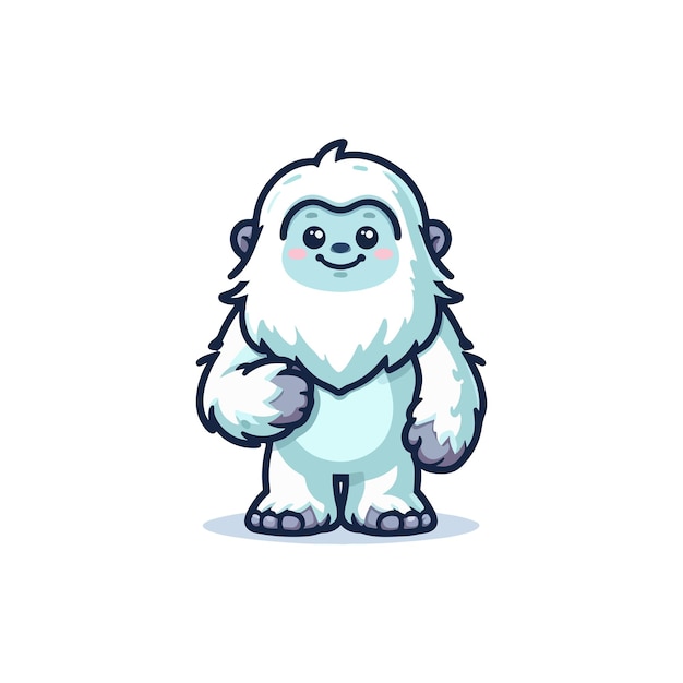 Vector cute yeti standing cartoon vector icon illustration animal nature icon isolated flat vector