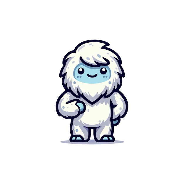 Cute yeti standing cartoon vector icon illustration animal nature icon isolated flat vector