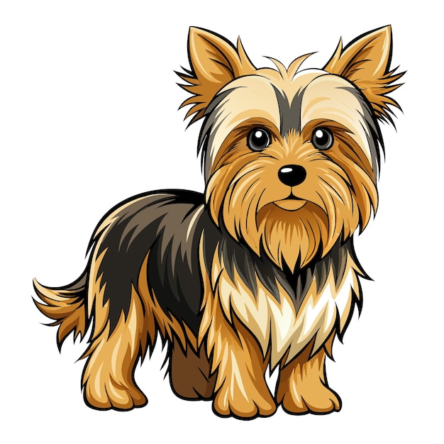 Vector cute yorkshire terrier vector cartoon illustration