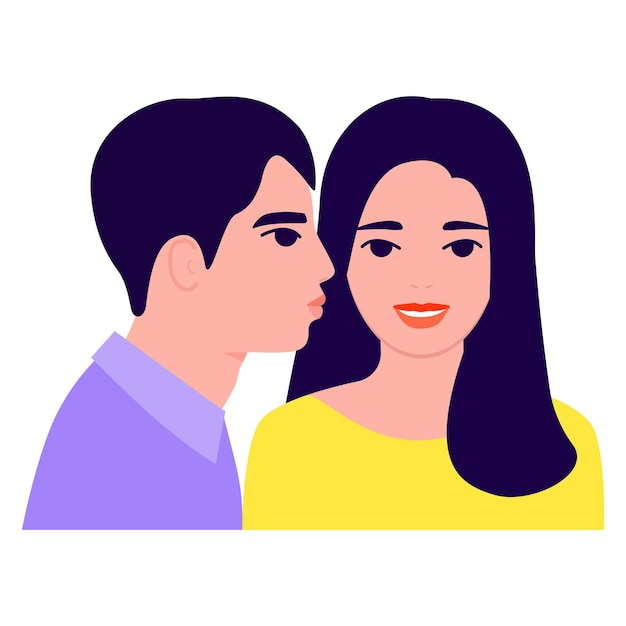 Cute young couple of man and woman together illustration