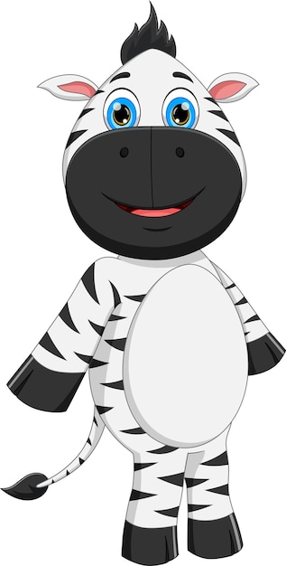 Vector cute zebra cartoon isolated on white