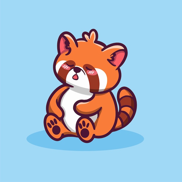 cutet red panda cartoon character icon illustration