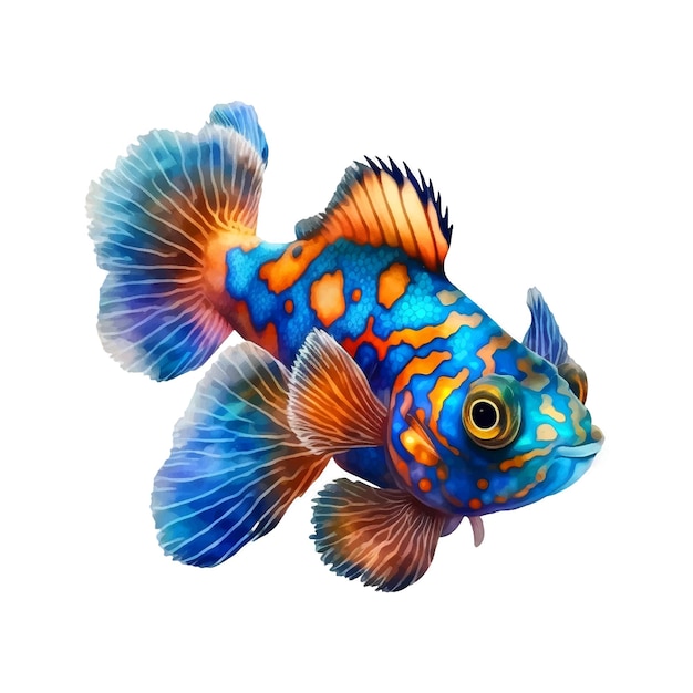 Cutie mandarin fish watercolor paint