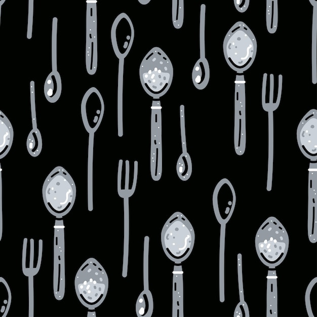 Cutlery Cooking equipment Forks and spoons seamless pattern