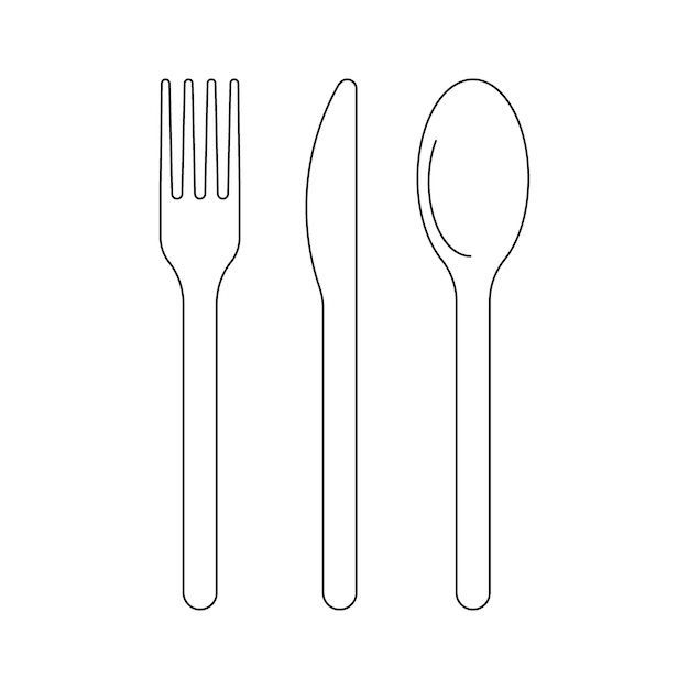 cutlery fork knife and spoon for food icon outline cutlery for lanch dish