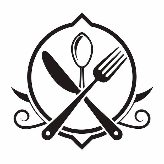 cutlery line art logo design vector art and illustration