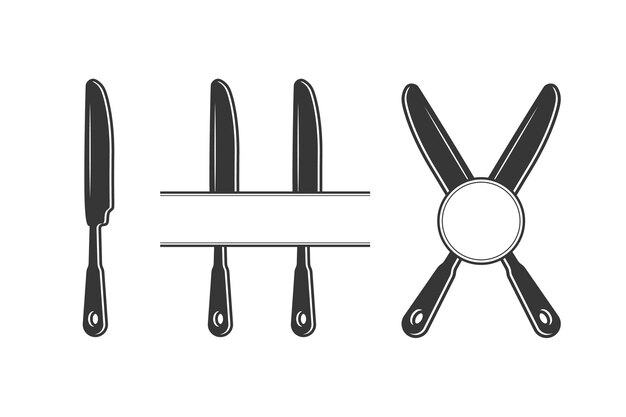 Vector cutlery monogram cutlery silhouette fork vector restaurant equipment fork spoon and knife