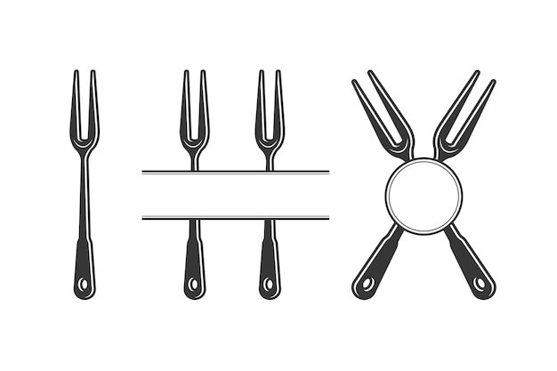 Cutlery Monogram Cutlery Silhouette Fork Vector Restaurant Equipment Fork Spoon and Knife