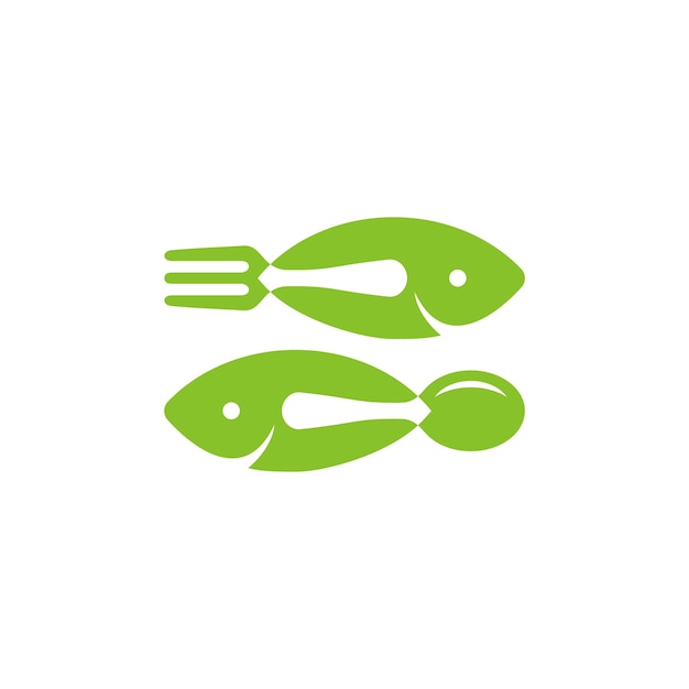 cutlery with fish logo symbol design illustration