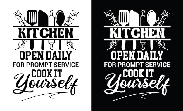 Vector cutting board apron and towel kitchen saying quotes design