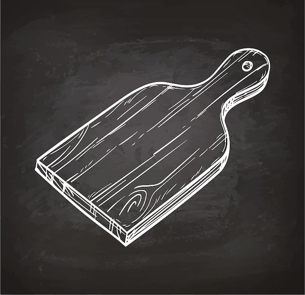 Cutting board chalk sketch. Hand drawn illustration.