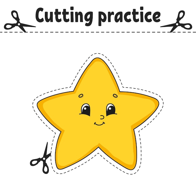 Cutting practice Educational activity worksheet for kids and toddlers Game for children