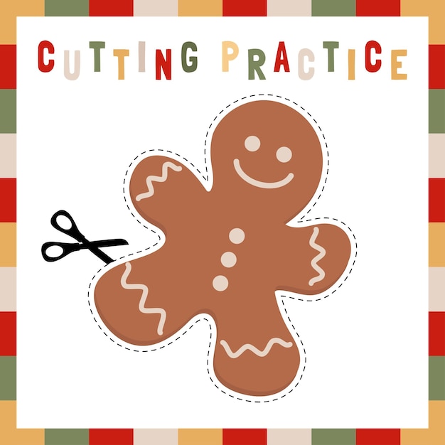 Cutting practice theme Christmas for kids